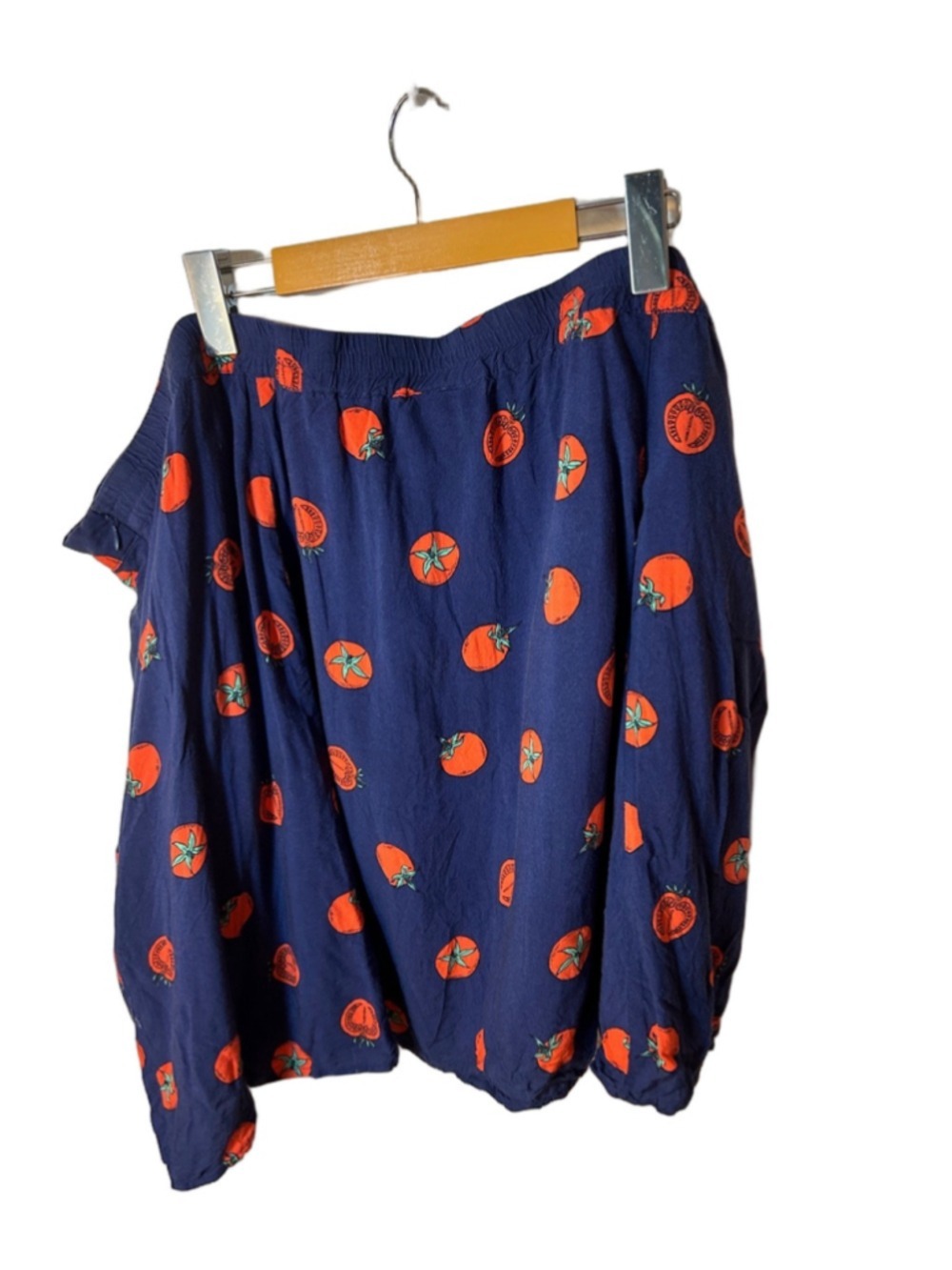 Modcloth Novelty Navy Tomato Print A-Line Skirt size 3X rayon - Picture 5 of 5